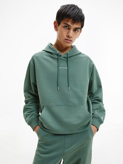 Calvin Klein Ruhák HU204489 | Calvin Klein Relaxed Organic Cotton Férfi Kapucnis Pulóver Zöld